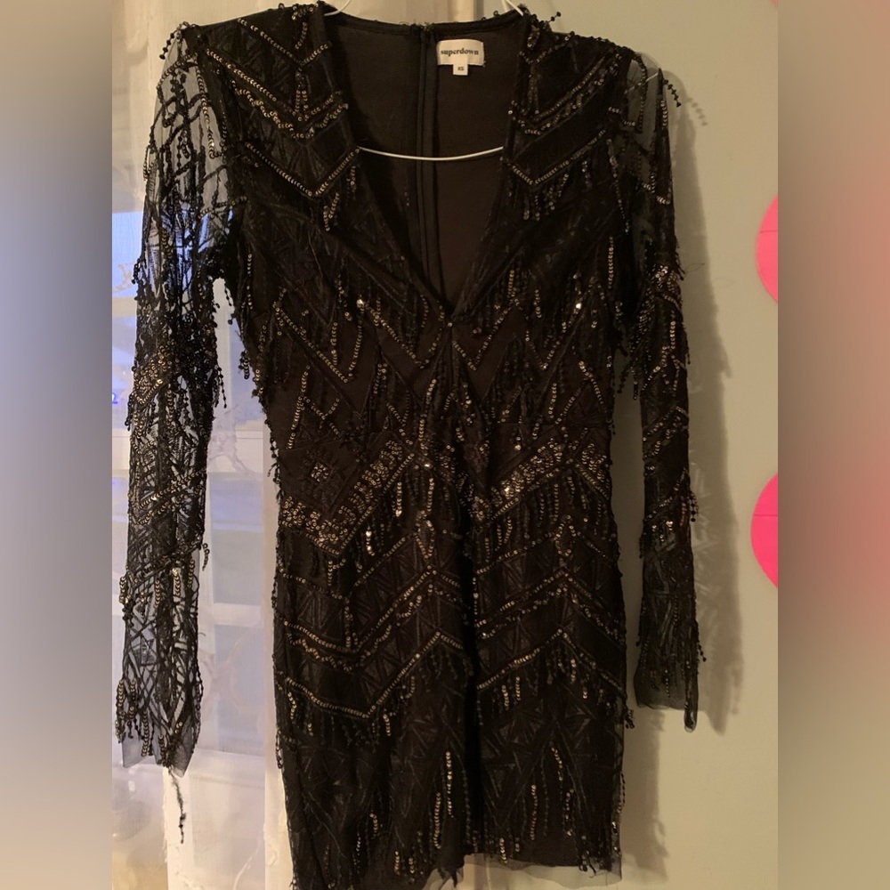 Superdown nia sequin fringe dress